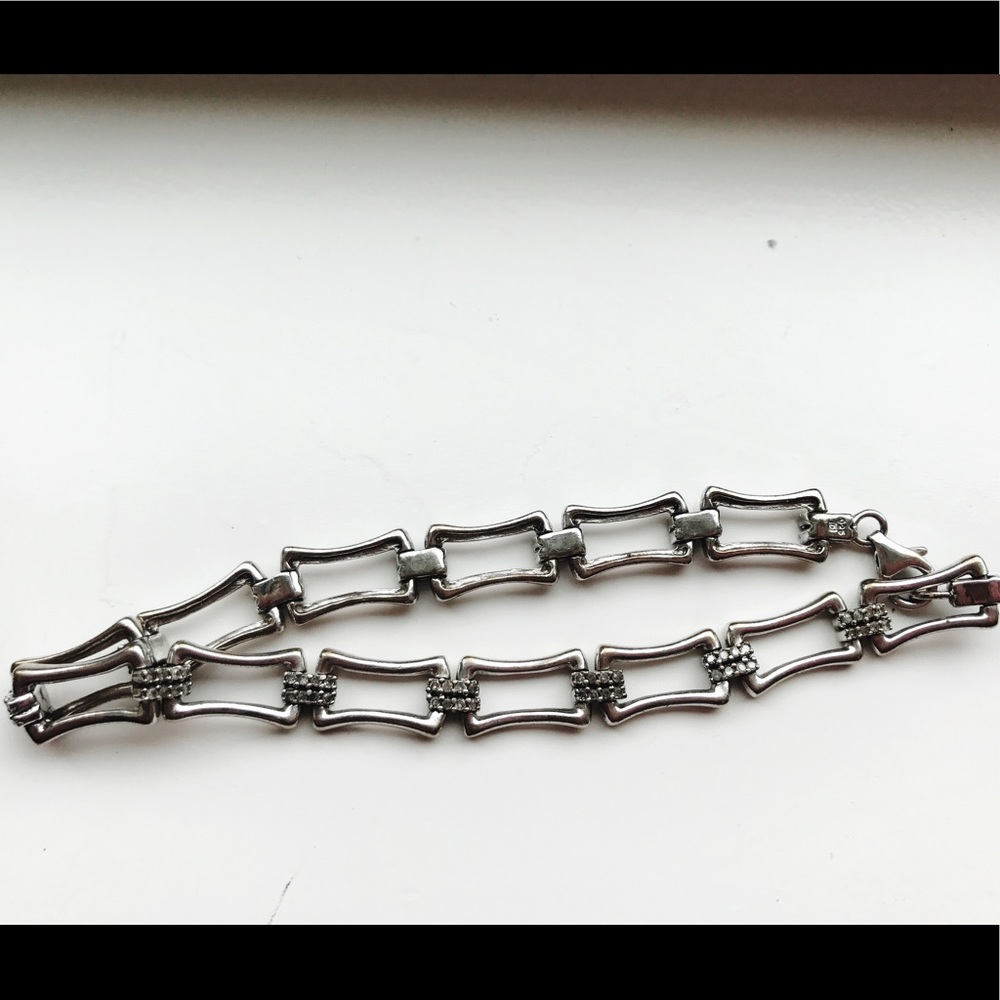 Sterling silver and diamond bracelet